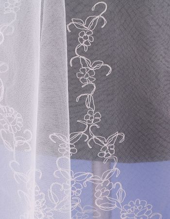 Свадебная фата, украшенная кордовой ручной вышивкой от края до центра HJ096-1	 - 1